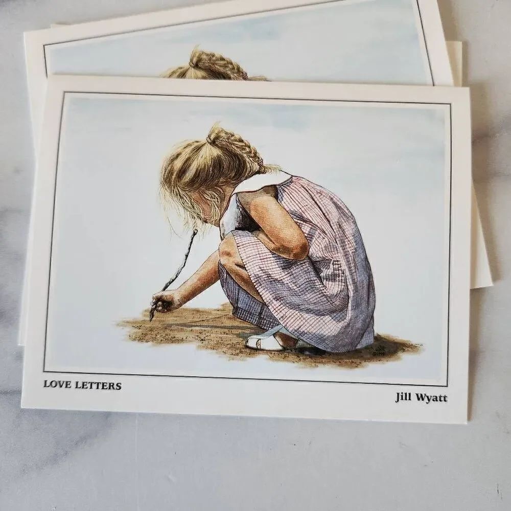 Love Letters Jill Wyatt watercolor print 3 notecards American 90s little blonde